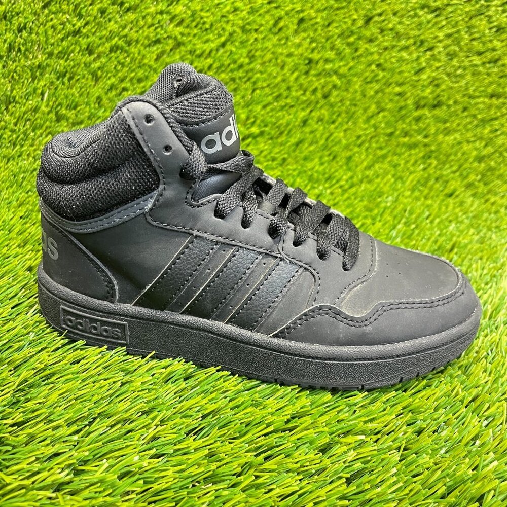 Adidas Hoops Mid 3.0 K Boys Size 2Y Black Basketball Leather Shoes Sneakers